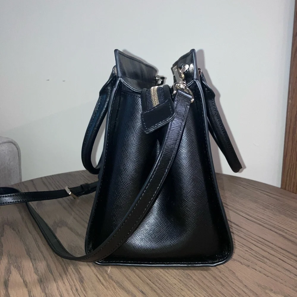 kate spade Black Saffiano Leather Medium Satchel with Detachable Strap